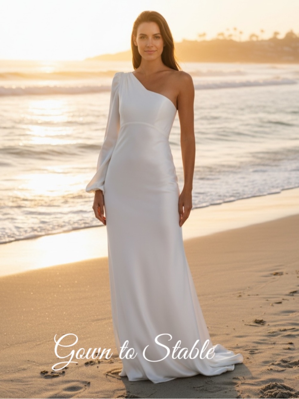 Mac Duggal by Ieena One Shoulder Blouson Sleeve Gown